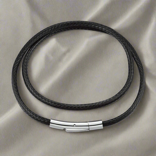 Colier din piele împletită, unisex – Închizătoare din oțel inoxidabil, 61 cm
