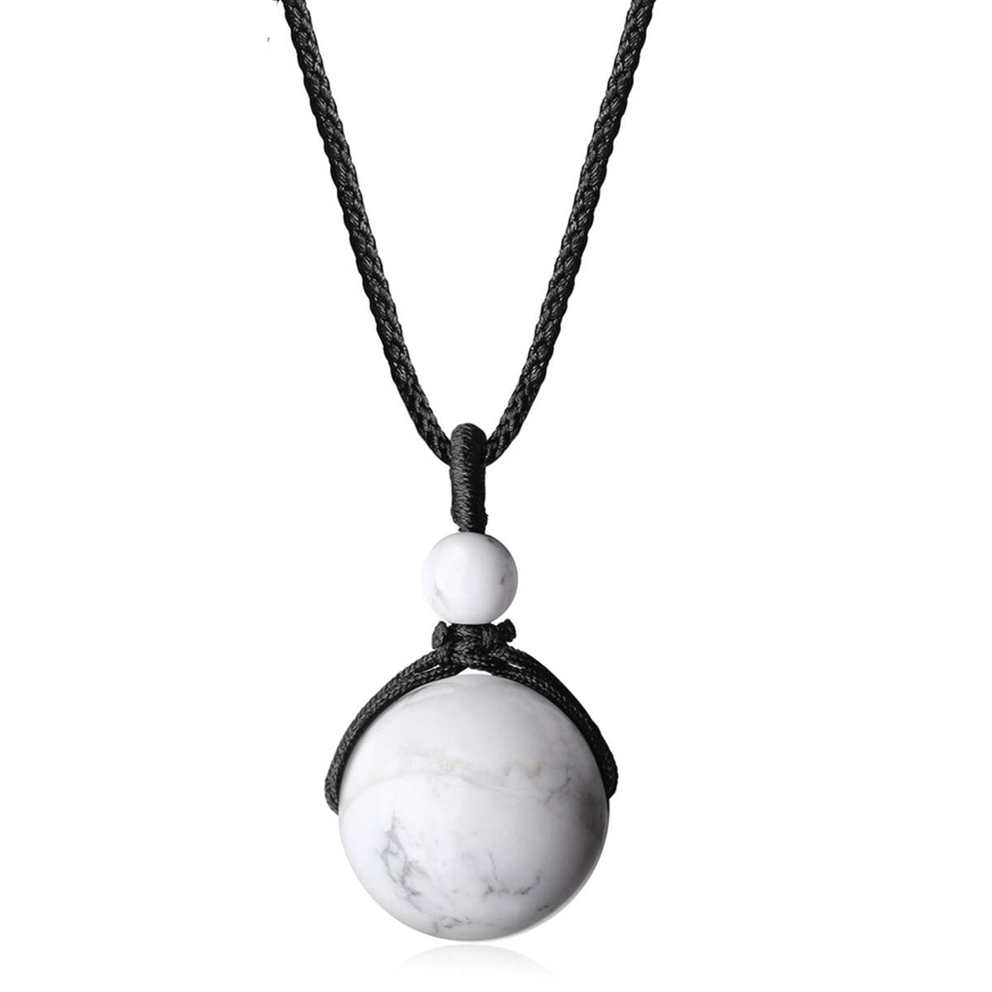 Ketting met Natuurlijke Howliet Parel Hanger – Verstelbaar Nylon Koord