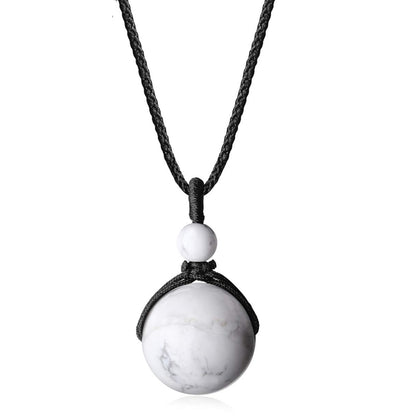 Ketting met Natuurlijke Howliet Parel Hanger – Verstelbaar Nylon Koord