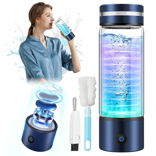 Waterstofwaterfles 420ml – SGS-gecertificeerd, 3000PPB, Dubbele Waterstofconcentratie, TOP SPE PEM-technologie, Zuivert in 3 Minuten – Blauw