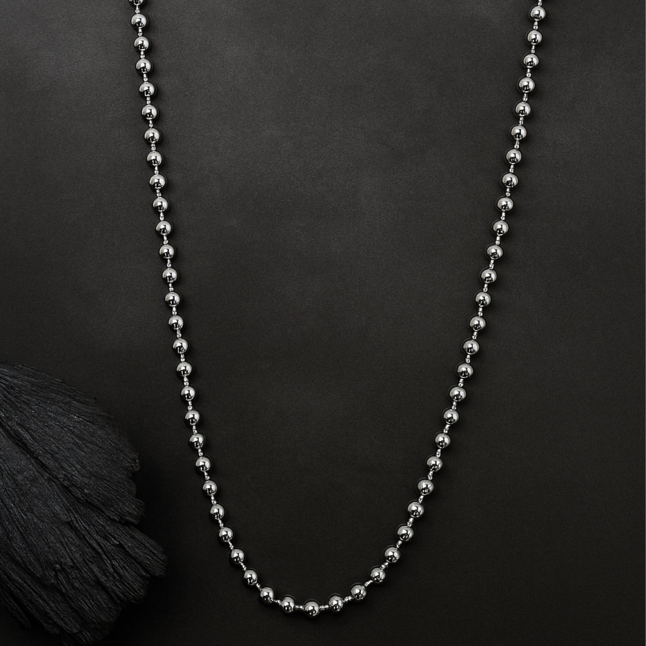 Zilveren Ketting 925 – Military Tag Model, Sferische Kralen, 19,85g, Lengte 55 cm