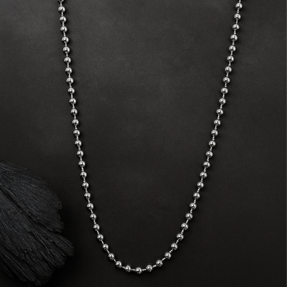 Zilveren Ketting 925 – Military Tag Model, Sferische Kralen, 19,85g, Lengte 55 cm