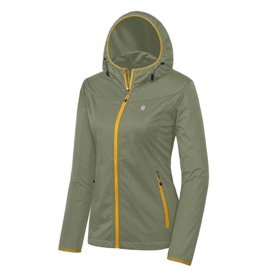 Damska kurtka typu softshell z kapturem - lekka, wodoodporna i wiatroszczelna, | Little Donkey Andy