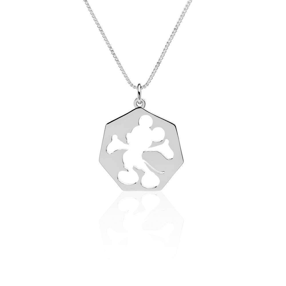925 Zilveren Ketting – Mickey Silhouet Hanger, Lengte 50 cm, 3,75 gram