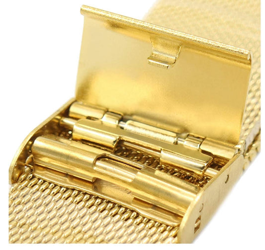 18mm Mesh Stainless Steel Watch Strap – Metal Replacement Band with Folding Clasp, Compatible with Smart & Classic Watches