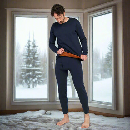 Set Lenjerie Termică Bărbați – Thermoflux M63, Fleece Interior, M, Albastru Închis