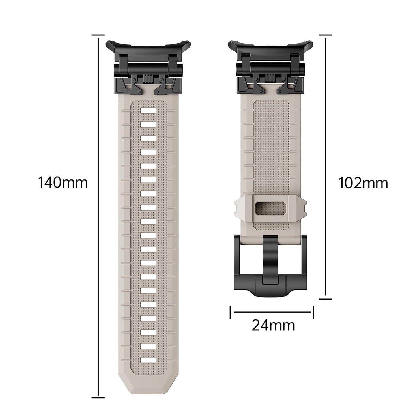 Compatibele band voor Samsung Galaxy Watch Ultra 47mm – Sportieve siliconen horlogeband voor heren met duurzaam ontwerp en roestvrijstalen metalen connector
