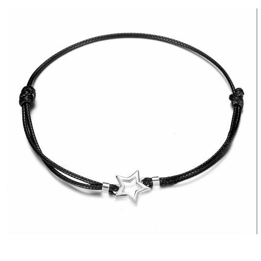 Brățară din Argint 925 cu Bumbac Cerat și Talisman Stea – Reglabilă, Hipoalergenică