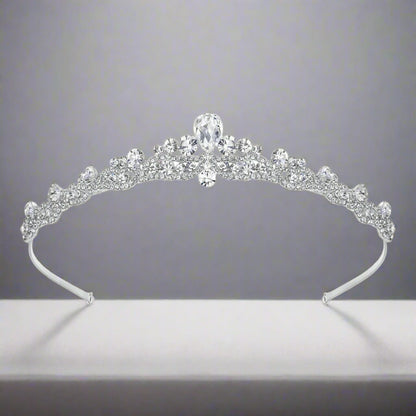 Elegancka tiara ślubna – styl retro vintage z kryształkami, kolor srebrny