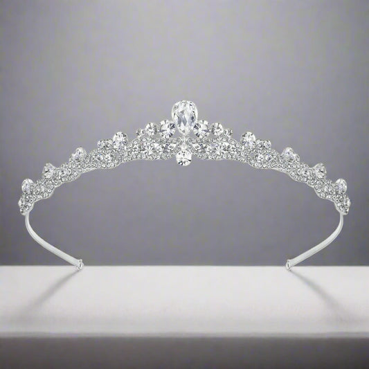 Elegancka tiara ślubna – styl retro vintage z kryształkami, kolor srebrny