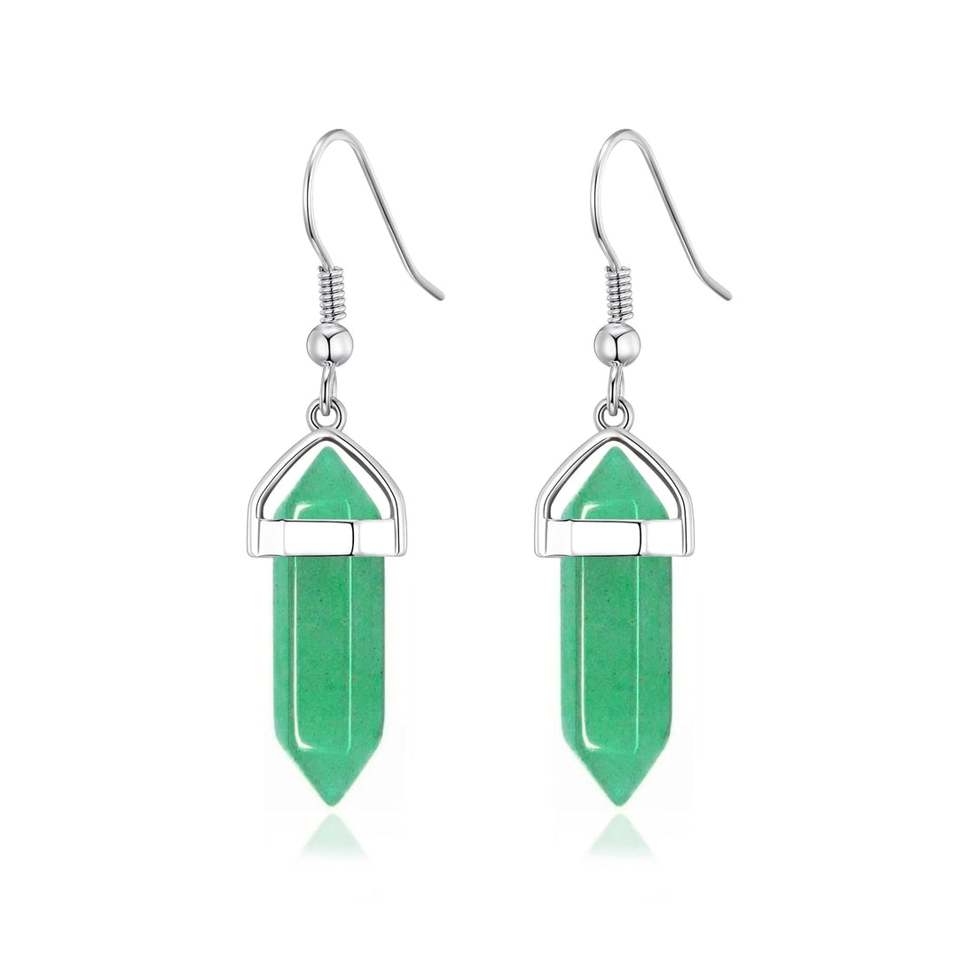 Lange oorbellen met groene Aventurijn-edelsteen – Elegant druppelmodel