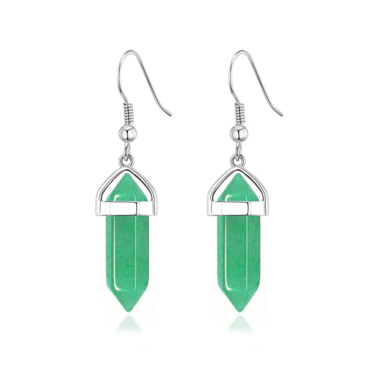 Lange oorbellen met groene Aventurijn-edelsteen – Elegant druppelmodel